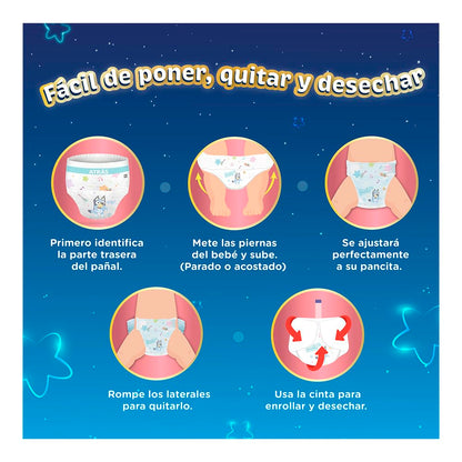 KleenBebé Movilastic Bluey Pañal Desechable para bebé, Talla Grande Unisex, Paquete con 40 Piezas, Ideal para Bebés de 9 a 12 kg