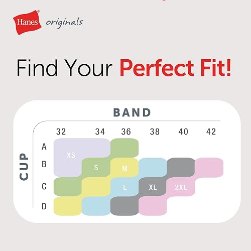 Hanes Originals - Bralette Triangular de algodón elástico Que Absorbe la Humedad, Paquete de 2 Sujetador para Mujer