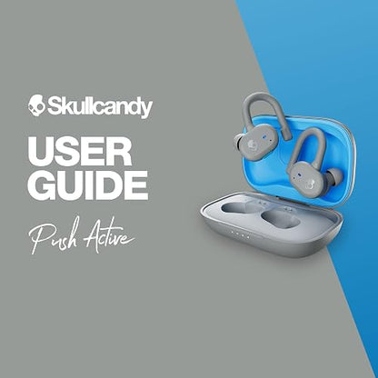 Skullcandy Audífonos Push Active In-Ear Inalámbricos, 43 Horas de Batería, Skull-iQ, Habilitados para Alexa, Micrófono, Compatibles con iPhone, Android y Dispositivos Bluetooth, Gris