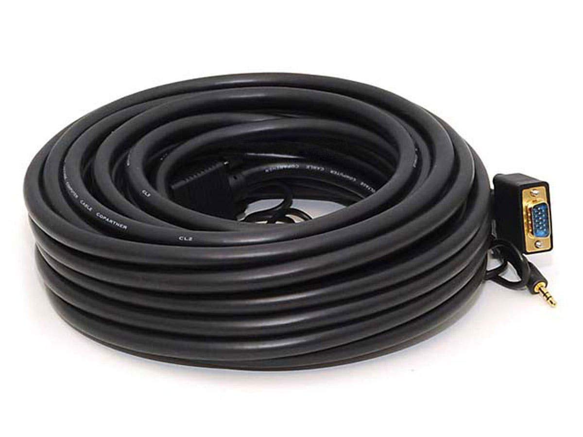 Monoprice Cable VGA con Audio Estéreo Blindado, Bañado en Oro - 15.2 m