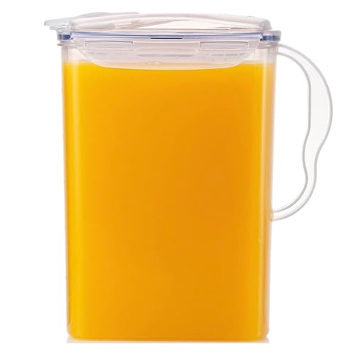 LocknLock - Jarra de agua para puerta de refrigerador, con asa, sin BPA, con tapa superior abatible, perfecta para hacer tés y jugos, 3 cuartos de galón, transparente
