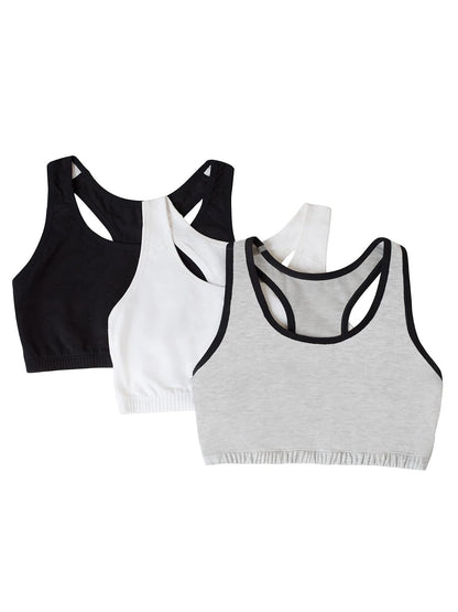 Fruit of the Loom Brasier Deportivo de Algodón para Mujer - Gris Con Negro - Blanco - Negro - 46