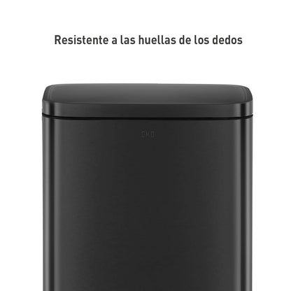 EKO Madison Bote de Basura para Cocina 50 L con Pedal Negro Mate | 50 litros, acabado negro mate, antihuellas dactilares, pedal resistente, cierre suave