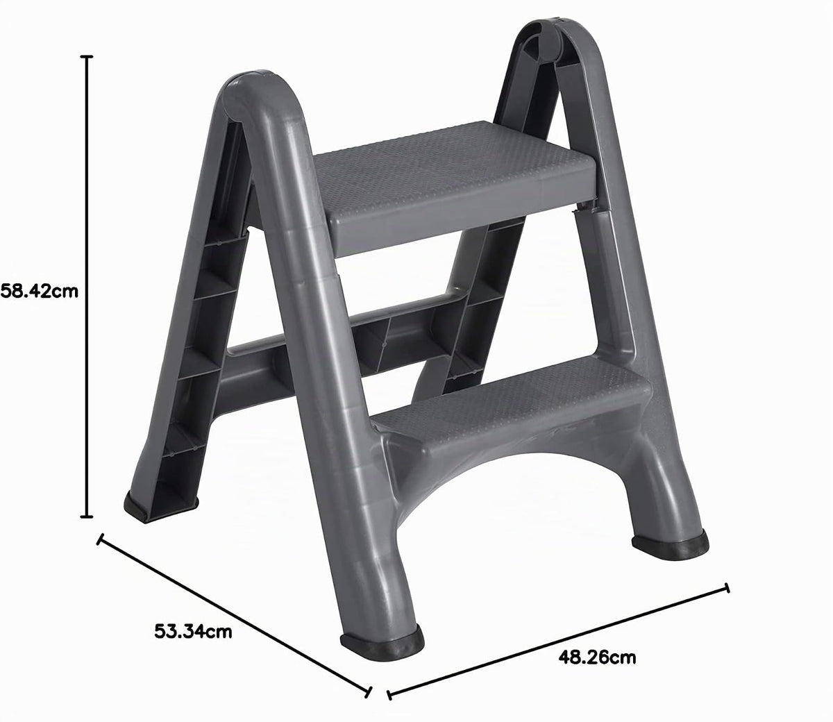 Rubbermaid Commercial Products E-Z Step – Banco Escalera Plegable de 2 Peldaños, Taburete Portátil de Alta Resistencia, 136 kg, Negro FG420903