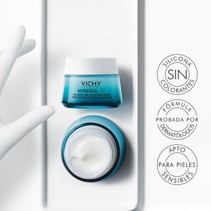 Vichy Minéral 89 Crema Hidratante Facial para Todo Tipo de Piel 50ml | Fortalece la Barrera Cutánea, Proporciona hasta 72h de Hidratación Intensa, con Ácido Hialurónico