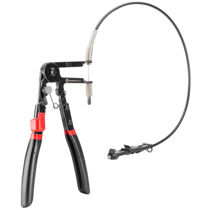Powerbuilt 643091ECE - Alicates de abrazadera de manguera de ajuste de precisión con mango antideslizante, cable flexible de 24 pulgadas y mecanismo de bloqueo de carraca - Herramienta de abrazadera