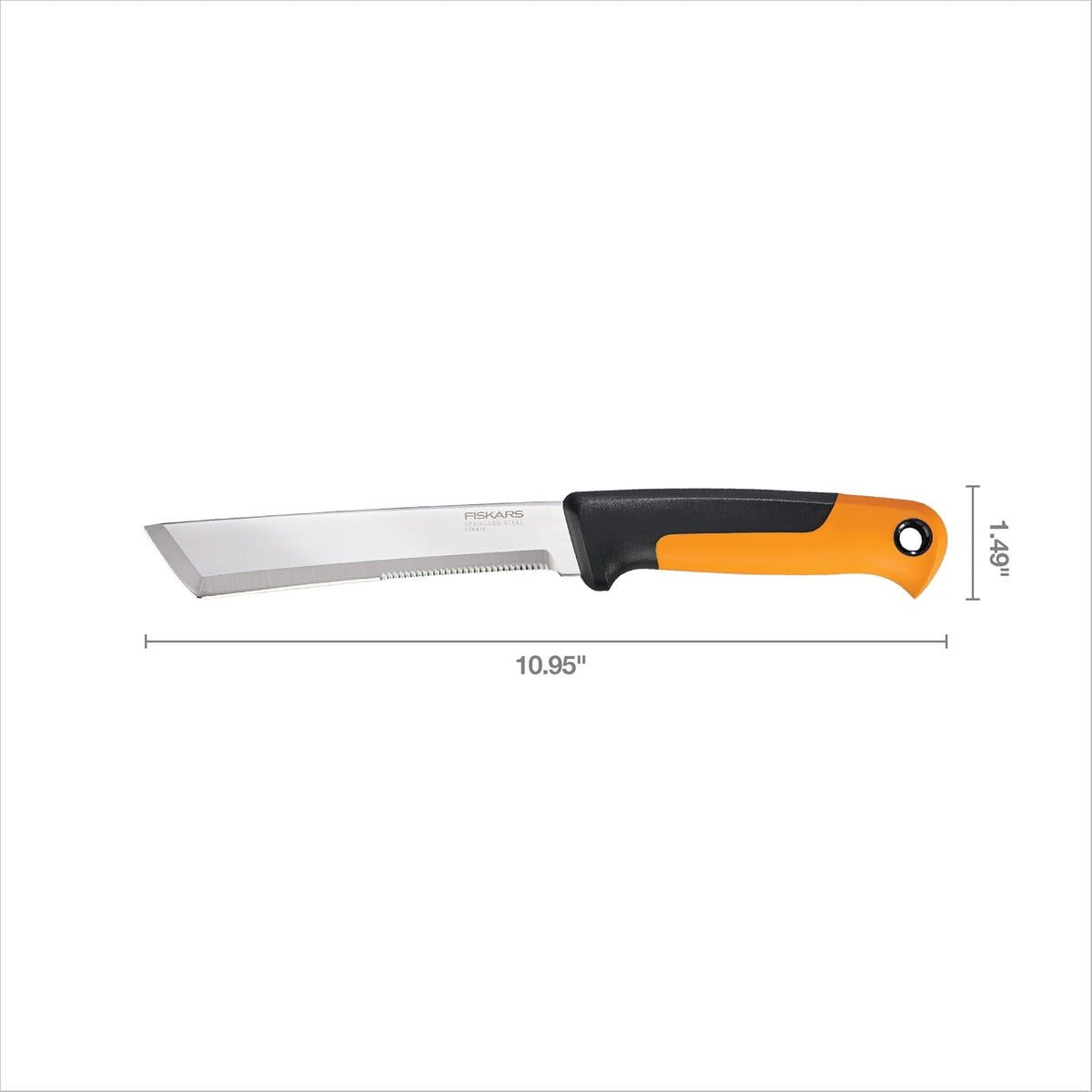 Fiskars - Cuchillo de cosecha con borde dentado, herramienta de mano de jardinería con hoja de punta plana y vaina, perfecto para tallos gruesos y tallos
