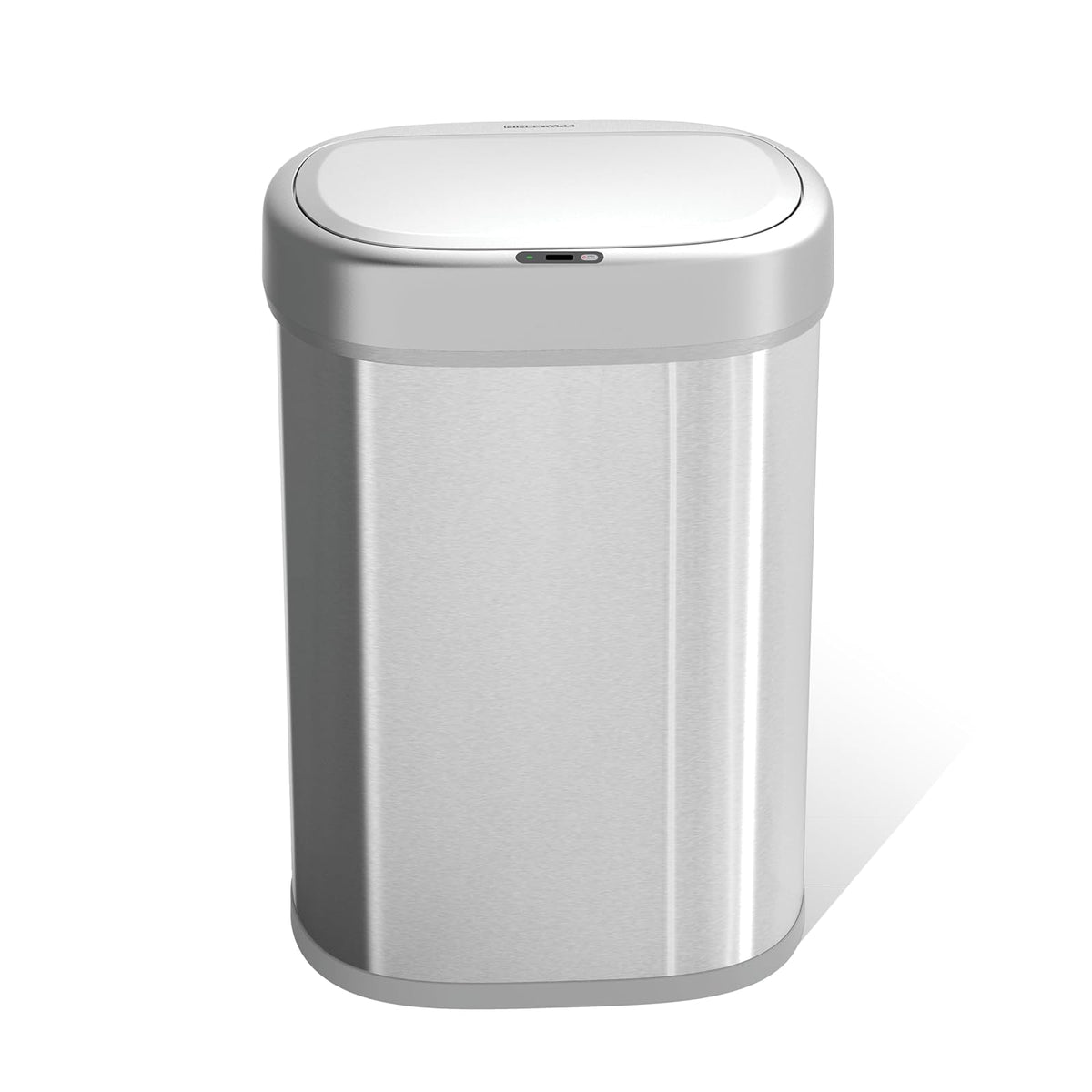 NINESTARS DZT-80-24 Bote de basura con sensor de movimiento automático con rango de sensor ajustable, base de acero inoxidable, tapa plateada, 21 galones