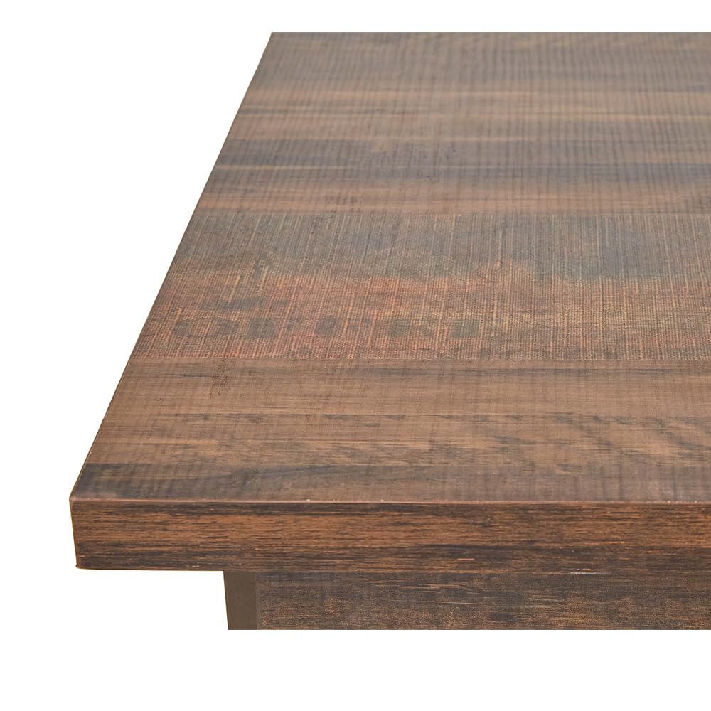 Mesa Lateral Auxiliar Color Nogal con 1 Entrepaño, Base de Metal y Tableros de Madera Industrial