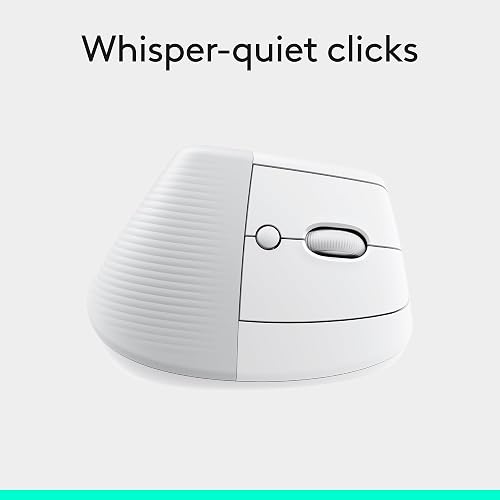 Logitech Lift Mouse Ergonómico Vertical, Inalámbrico, Bluetooth o Receptor Logi Bolt USB, clics Silenciosos, 4 Botones, Compatible con Windows/macOS/iPadOS, Laptop, PC - Blanco