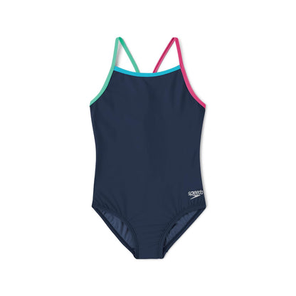 Speedo Traje de Baño de Una Pieza para Niña - 12 - Azul (Blue Print)