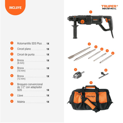 TRUPER ROEL-30N2, Rotomartillo SDS/destornillador 3.5 J, 800W