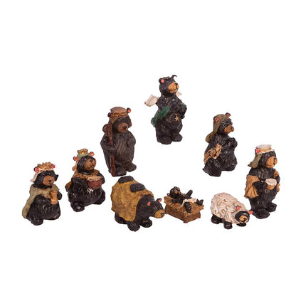 Kurt Adler J3383 Resin Nativity Bear, 4-Inch, Set of 9