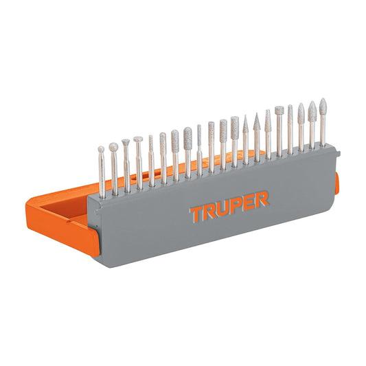 Truper MOTO-20PD, Juego de 20 puntas diamantadas para mototool