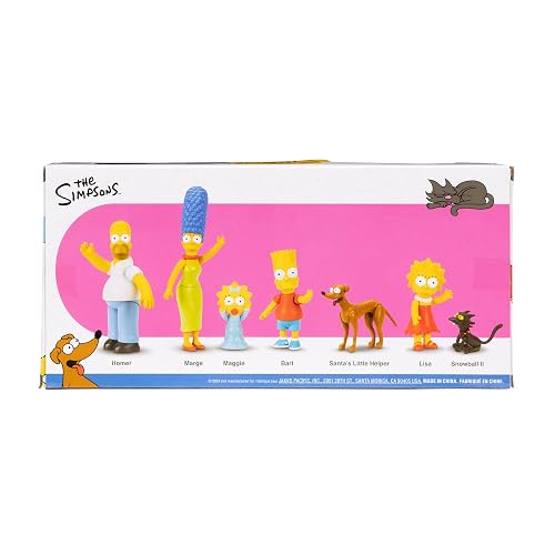 Jakks Pacific - The Simpsons Set de Figuras Familia Simpson Escala 2.5″ – Homer, Marge, Bart, Lisa y Maggie con Diseño Coleccionable para Fans y Niños 4+ Años