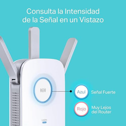 TP-Link RE450 Repetidor WiFi5 AC1750 Extensor Inalámbrico - Doble Banda hasta 1.7Gbps - 1 Puerto Ethernet Gigabit - Cobertura Ampliada con 3 Antenas - App Tether - Configura en Minutos