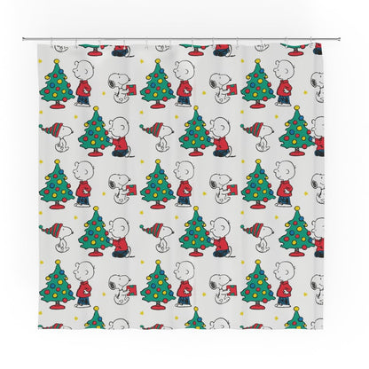 Franco Peanuts - Cortina de Ducha de Microfibra para baño navideño, 72 x 72 Pulgadas (Producto con Licencia Oficial) - 182.9An x 182.9Al cm (1 Paneles) - Cacahuetes - Charlie's Tree