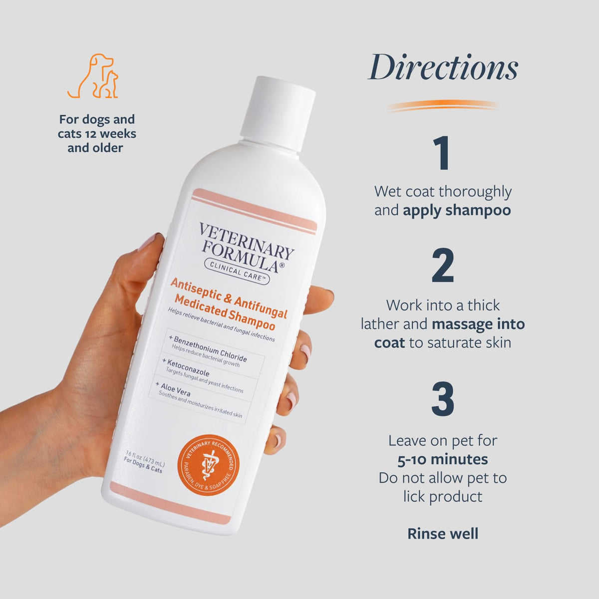 Veterinary Formula Clinical Care - Champú Medicado Antiséptico y Antifúngico para Perros y Gatos - Alivia Piel Escamosa, Grasienta y Roja - Sin Parabenos, Sin Colorantes, Sin Jabón (Paquete de 2)