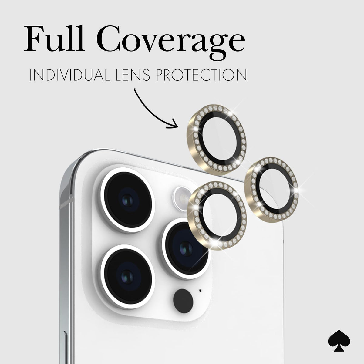 Protector de Lente de cámara para iPhone 15 Pro/iPhone 15 Pro MAX con Anillo de Aluminio, Juego en Piedra Dorada