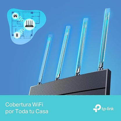 TP-Link Archer AX12 Router WiFi6 AX1500 Doble Banda hasta 1.5Gbps - 1 WAN + 3 LAN Gigabit - Conecta Más Dispositivos - Cobertura Ampliada - Controles parentales - App Tether - Configura en Minutos