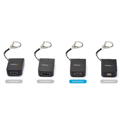 StarTech.com Compact USB C to VGA Adapter - 1080p USB Type-C to VGA Video Display Converter with Keychain Ring - Active USB-C DP Alt Mode to VGA Monitor Dongle - Thunderbolt 3 Compatible (CDP2VGAFC)