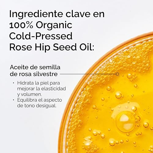 The Ordinary 100% Organic Cold-Pressed Rose Hip Seed Oil, Aceite de Semilla de Rosa de Mosqueta Hidratante y Antiedad - Mejora los signos de la edad unificando el tono de la piel y aumentando su elasticidad, 30 ml