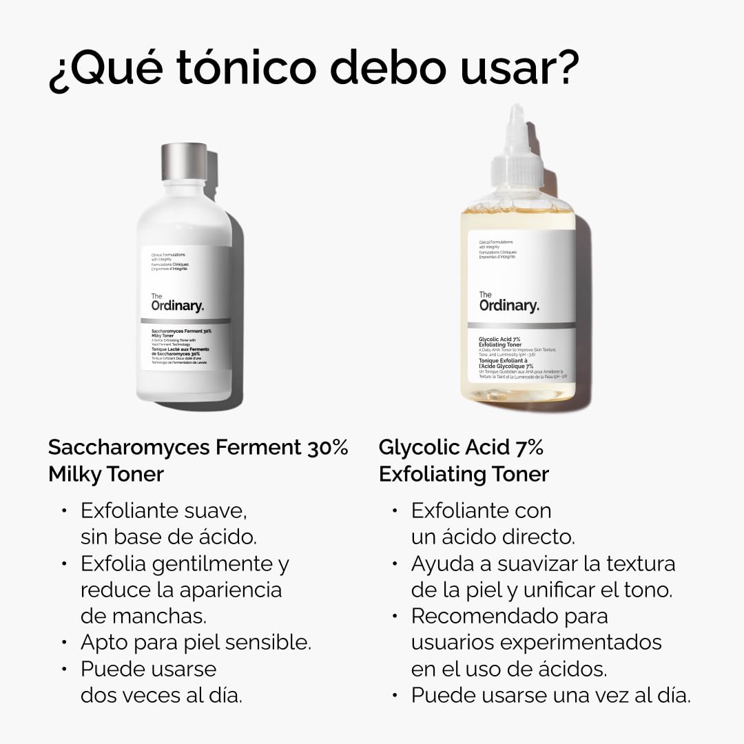 The Ordinary Glycolic Acid 7% Exfoliating Toner, Exfoliante con Ácido Glicólico al 7% — Tónico de uso diario para una piel más radiante y con textura más suave