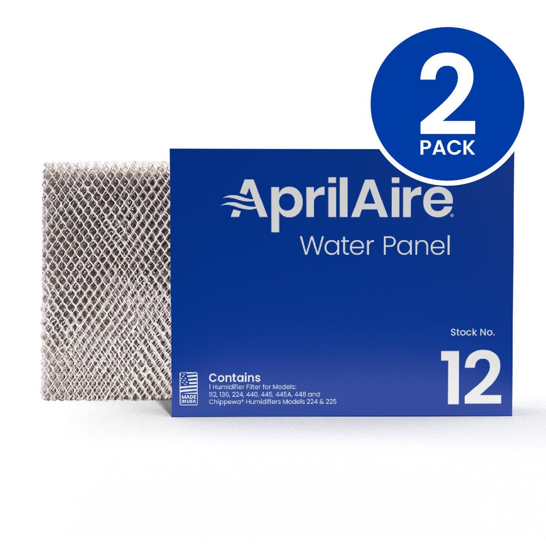 AprilAire - Filtro humidificador de panel de agua 12 de repuesto para humidificador AprilAire para toda la casa modelos 112, 224, 225, 440, 445, 445A, 448 (paquete de 2)