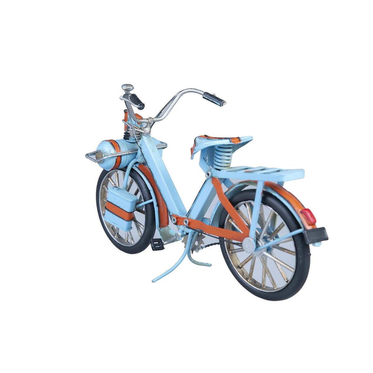Running Bici | Estilo Vintage | Adornos de Escritorio | para Oficina y hogar | Bici a Escala | Azul y Naranja | 17 x 19 cm