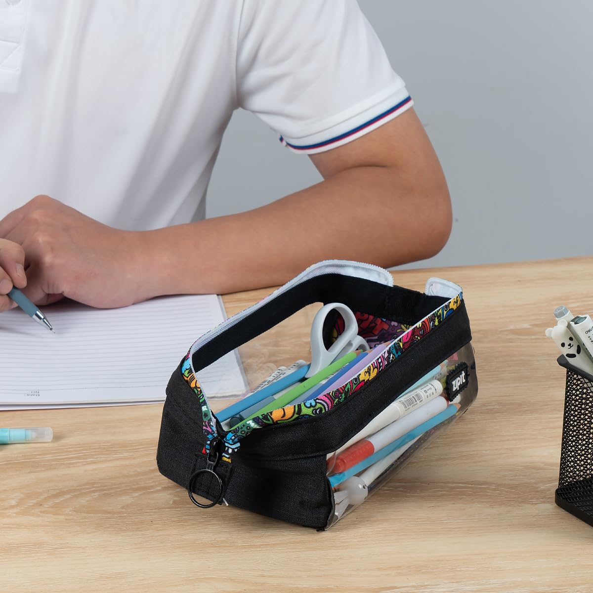 ZIPIT Estuche Transparente para lápices | Estuche escolar de gran capacidad