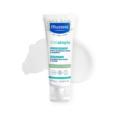 Mustela Stelatopia Emollient Face Cream, for Eczema-Prone Baby Skin, Fragrance-Free, with Natural Avocado Perseose and Ceramides, 1.35 Ounce