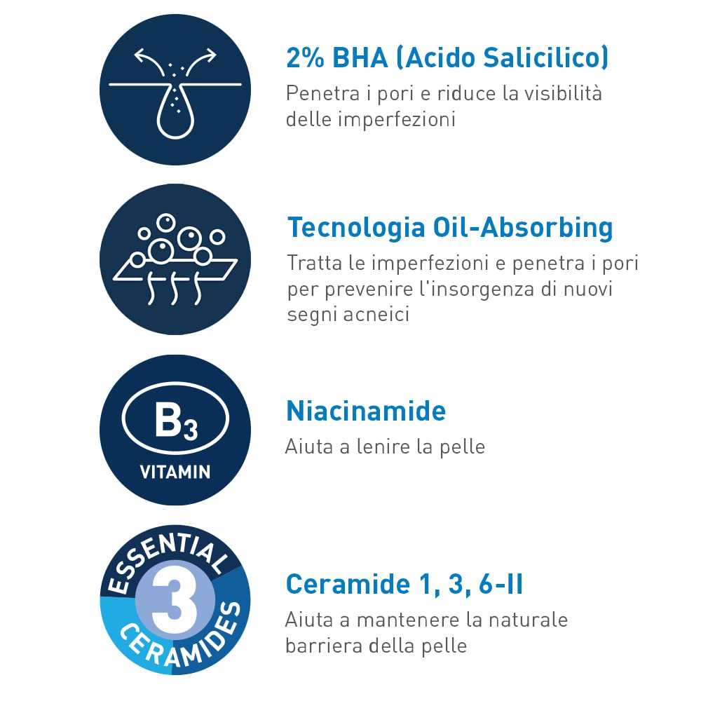 CeraVe Gel Limpiador Control Imperfecciones Para Piel Acnéica 236 ml | Con niacinamida y 3 ceramidas esenciales. Ideal para piel grasa con tendencia al acné, uso diario mañana y noche.