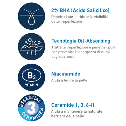 CeraVe Gel Limpiador Control Imperfecciones Para Piel Acnéica 236 ml | Con niacinamida y 3 ceramidas esenciales. Ideal para piel grasa con tendencia al acné, uso diario mañana y noche.