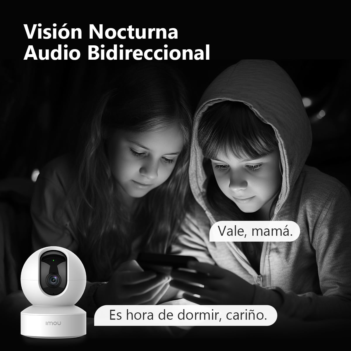 Imou IPC-DK2N Cámara de Seguridad Interior WiFi 2.4GHz con Detección Humana, Visión Nocturna Infrarroja, Alarma Sonora y Audio Bidireccional, Blanco Vigilancia Cámara