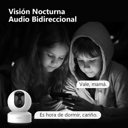 Imou IPC-DK2N Cámara de Seguridad Interior WiFi 2.4GHz con Detección Humana, Visión Nocturna Infrarroja, Alarma Sonora y Audio Bidireccional, Blanco Vigilancia Cámara