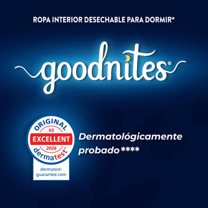 GoodNites Calzoncitos Desechables para Dormir, Talla Extra Grande Unisex, Paquete con 11 piezas, Ideal para niños de 13 a 15 años