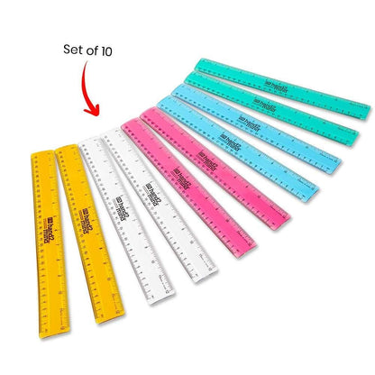 hand2mind Reglas de plástico Safe-T multicolor, transparente, semiflexible de 30,5 cm (paquete de 10)