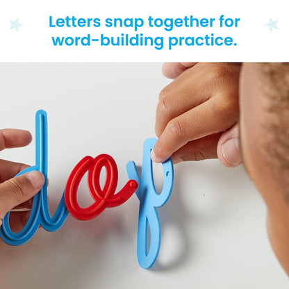 hand2mind Letras cursivas conectadas minúsculas, trazado táctil de letras, práctica de escritura cursiva del alfabeto, actividades de motricidad fina, suministros para educación en casa, manipulativos
