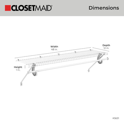 ClosetMaid 5631 SuperSlide Kit para estantería con Barra de Armario, 4 Pieds x 30,48 cm