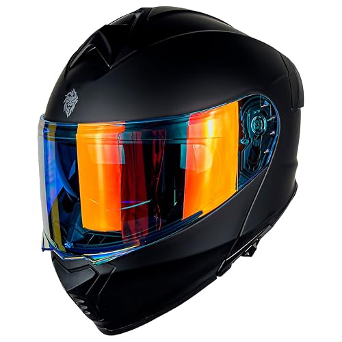 KOV Casco Thunder ABATIBLE Negro Mate para Moto Mica Night Vision Certificado Dot