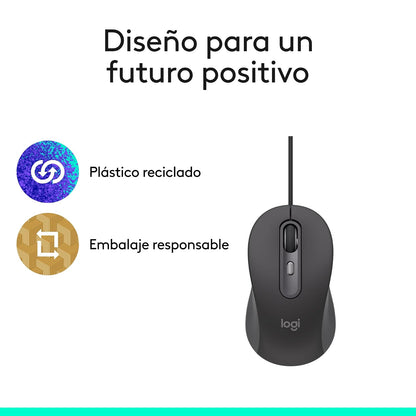 Logitech Signature Wired M520 for Business, Mouse con Cable Óptico, Conectividad USB-C Plug and Play, Compatible con Windows/Mac/Chrome/PC/Portátiles, Color Grafito