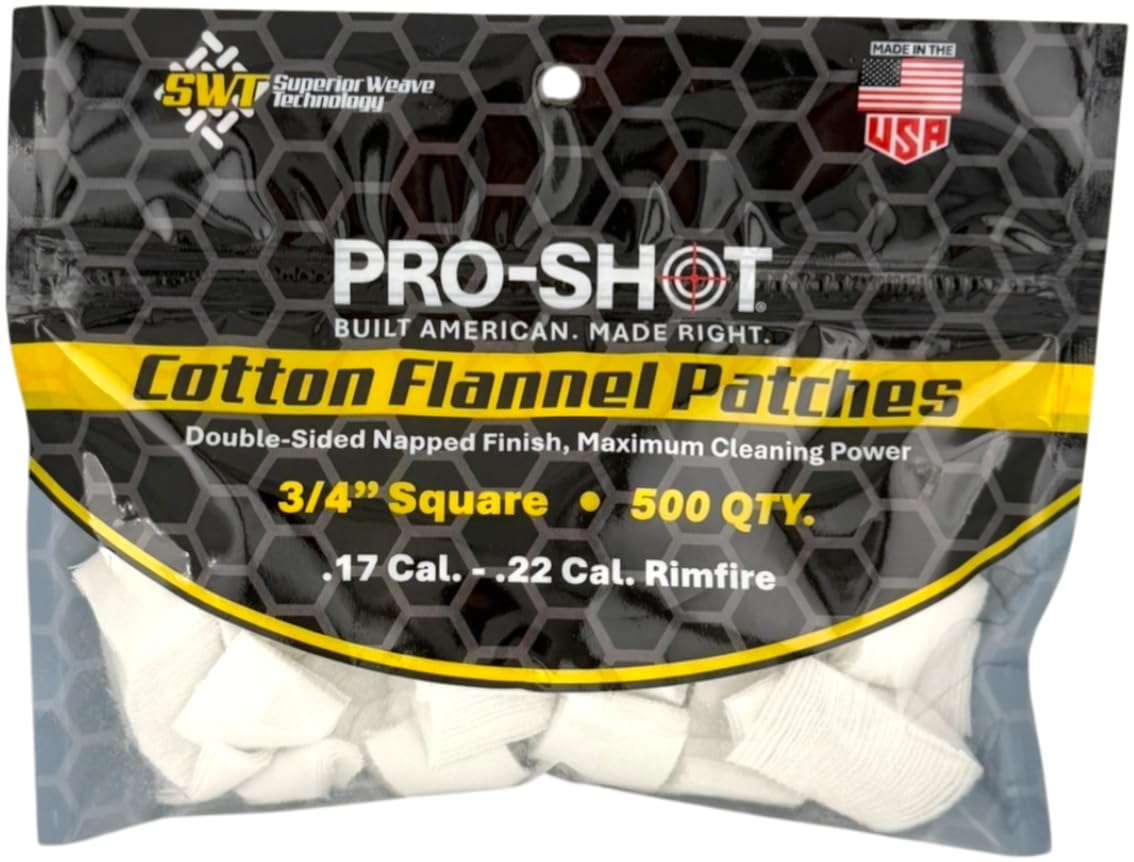 Pro-Shot Parches de Limpieza de Franela de Algodón - 3 - 4" Patches - 500 unidades