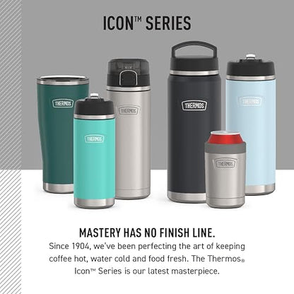 THERMOS ICON SERIES, aislante para latas de bebidas, 12 onzas, acero inoxidable mate, aislado al aspiradora