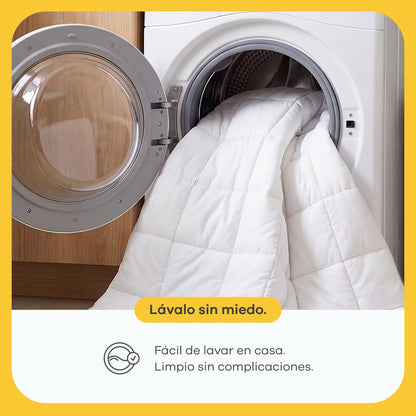 Nooz Edredón - Relleno de Duvet Essential de Microfibra Estilo Verano, Tamaño Individual. Edredón Acolchado con Plumón Alternativo, Ideal para épocas de Poco frío o Calor. Color Blanco
