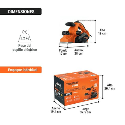 Truper CEPEL-3-1/4A4, Cepillo eléctrico 3-1/4" 850 W, profesional