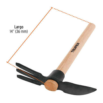 Truper TJA-1, Talacho jardinero, mango de madera, 16"