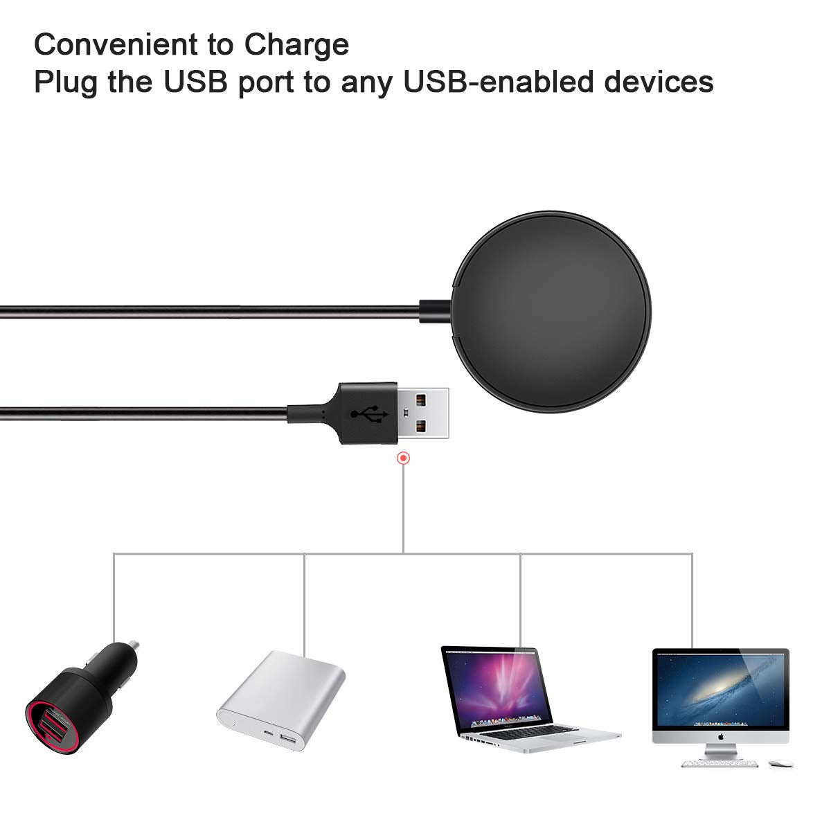Trami - Paquete de 2 compatibles con Samsung Galaxy Watch 7/6/6 Classic/5/5 Pro/4/4 Classic/3/Active/Active Base de Carga inalámbrica, Cable de Carga USB de Repuesto para Classic/3/Active/Active