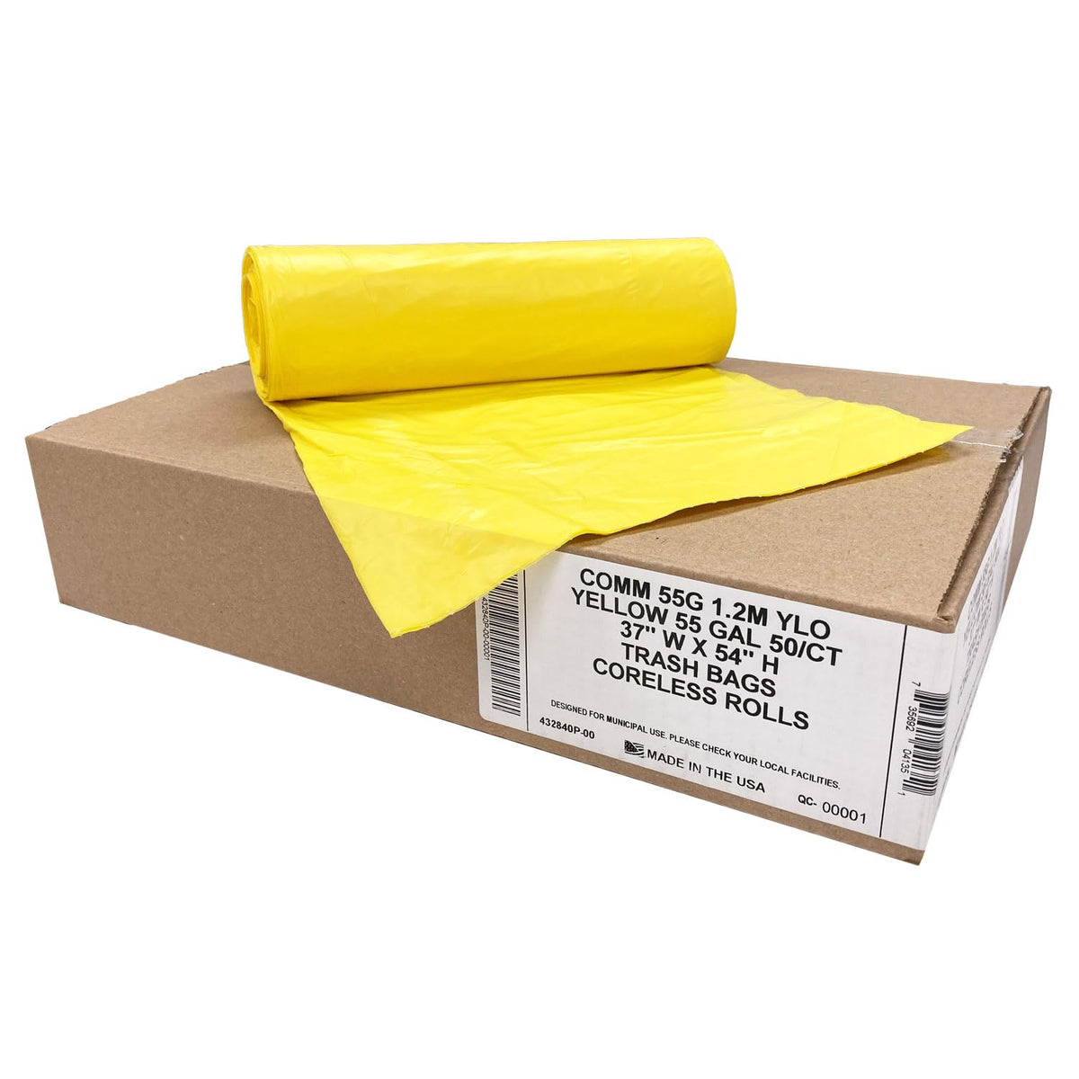 Ultrasac - Bolsas de basura amarillas de 55 galones (valor de 50 unidades) – Plástico de resistencia industrial equivalente a 1.5 mil 37 pulgadas x 54 pulgadas para latas de 50-55 galones – Se adapta