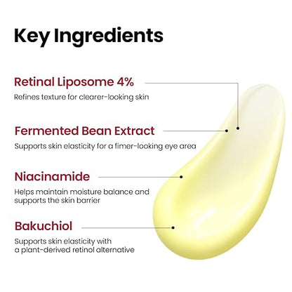 K-SECRET SEOUL 1988 Retinal Eye Cream – Formulated with Advanced Retinal Liposome 4% and Fermented Bean for Smoother, Refreshed-Looking Eyes | Korean Skincare, 30ml / 1.01 fl oz