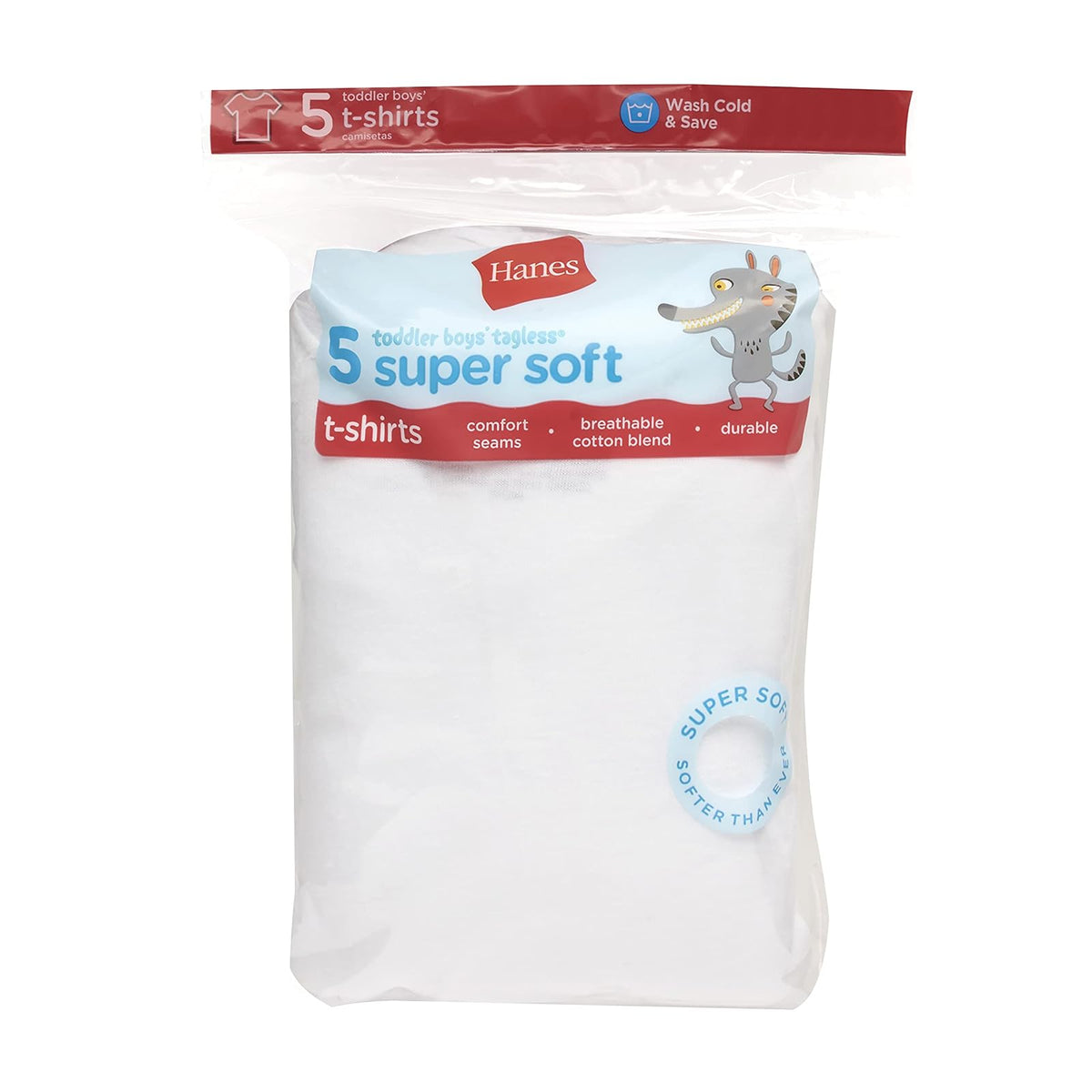 Hanes Hanes Toddler Boys' Undershirts, White T-Shirts for Babies, Crew Tees, 5-Pack Capa de Base Superior Niños